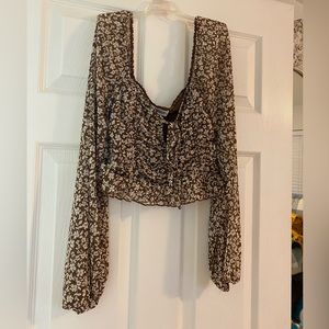Brown long sleeve crop top size small